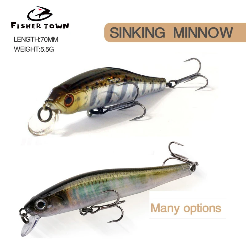 

1PCS 70MM 5.5G Sinking Minnow Fishing Lures Artificial Bait 3D Natural Eyes Wobbler Hard Bait Fishing Tackle