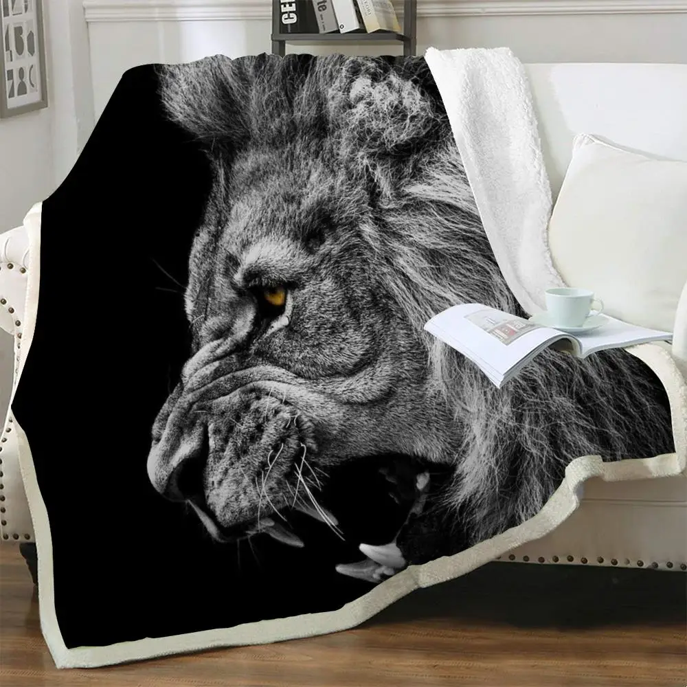 

NKNK Brank Lion Blanket Animal Bedding Throw Ferocious Bedspread for bed Street Blankets for beds Sherpa Blanket Animal Vintage