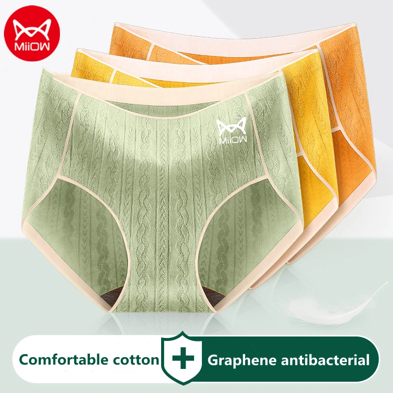 

3 шт., женские хлопковые бесшовные трусы средней посадки, с широким краем