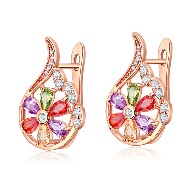 

YJGS Trend Hanging Charms Kolczyki For Female Fashion Micro-Inlaid Colorful Zircon Jewelry Water Drop Earrings Biżuteria ślubna