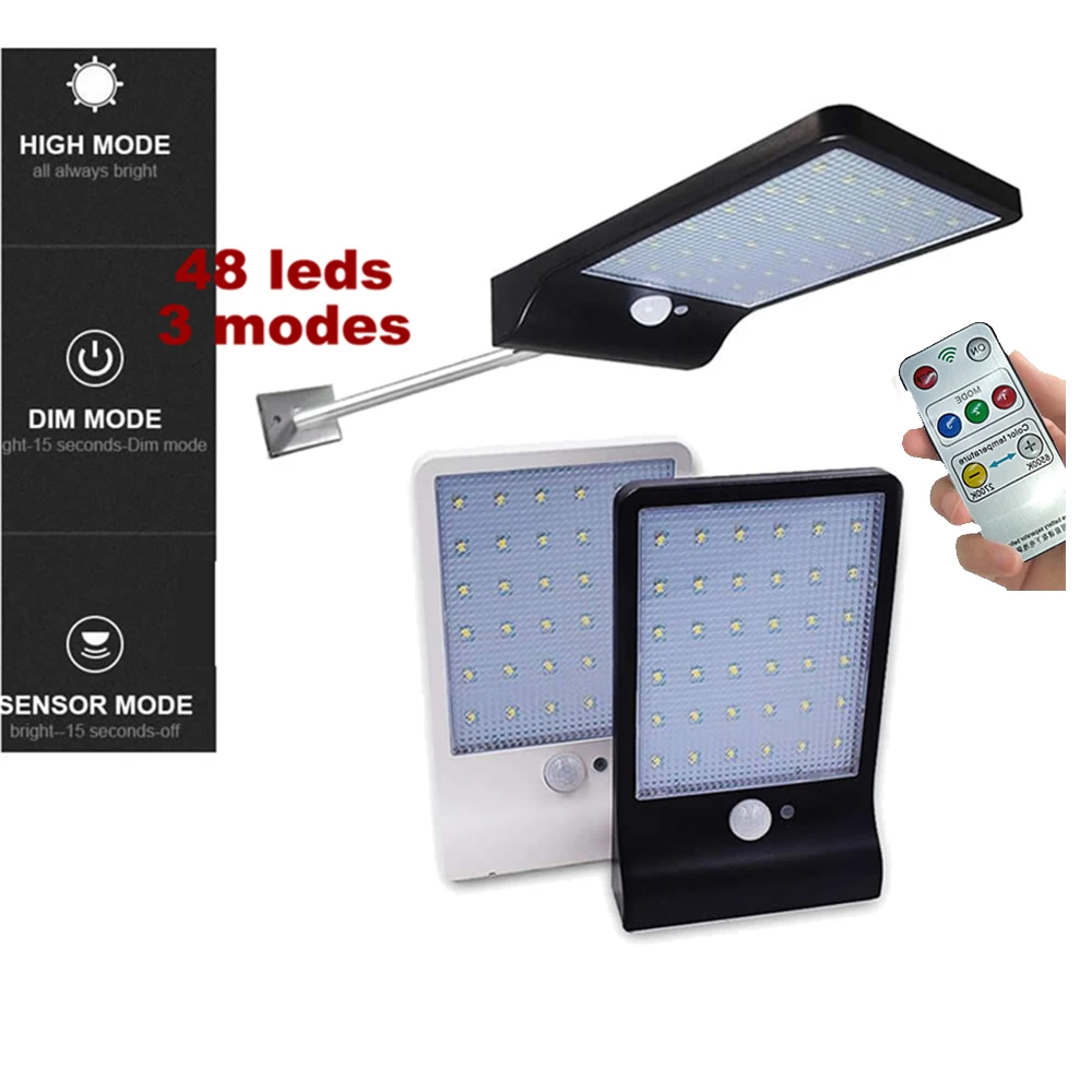 48 Светодиодный светильник на солнечной батарее с датчиком движения PIR настенный