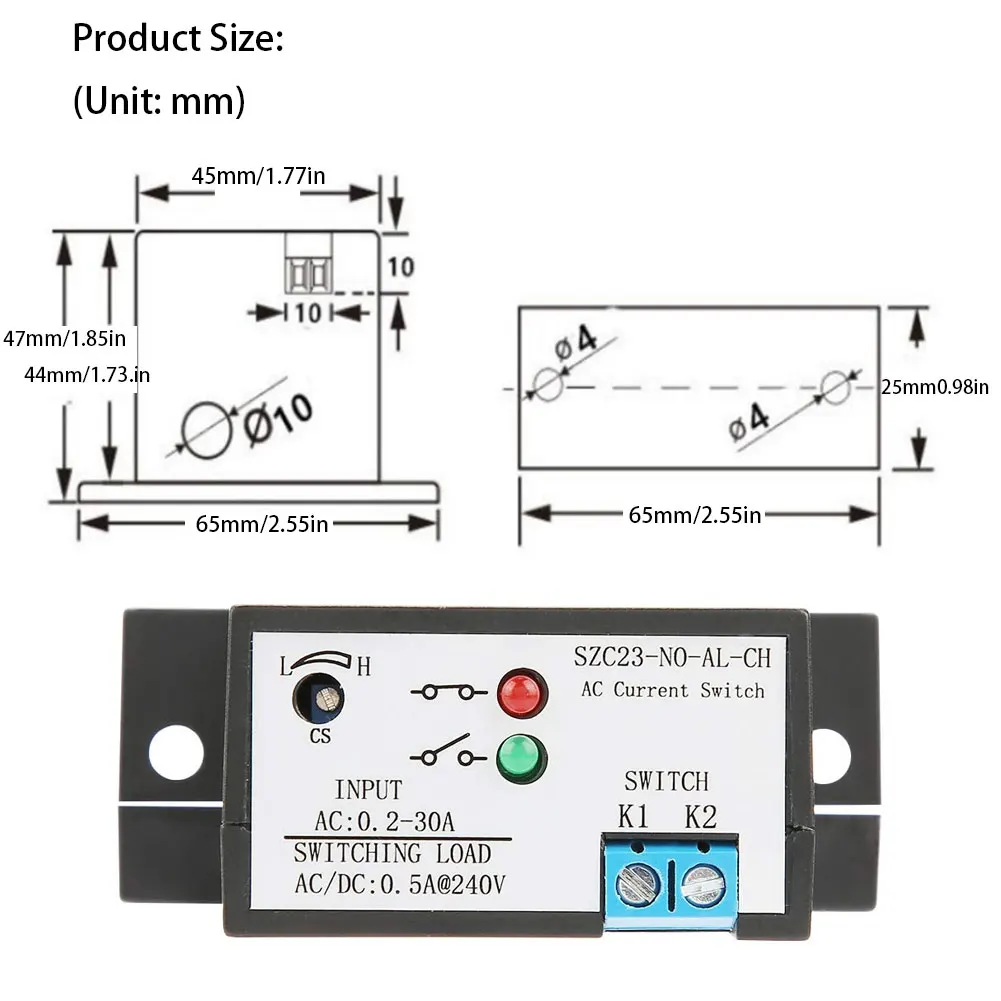 

Current Sensing Switch Sensor Swtich Normally Open Adjustable Isolation AC Current Current Detection Protection Sensor Swtich