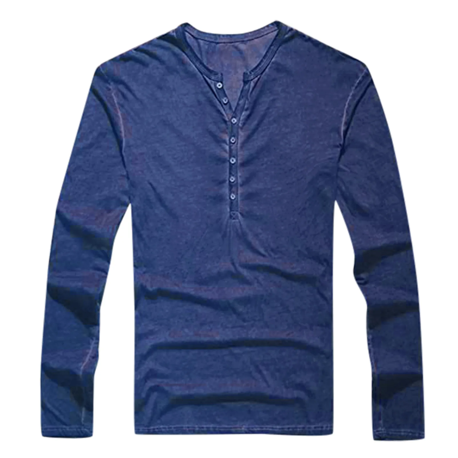 

2021 Men Spring Summer T-shirt Top Casual Male Clothing Solid Color V Neck Long Sleeve Buttons Slim Fitness T-shirt Top Shirt