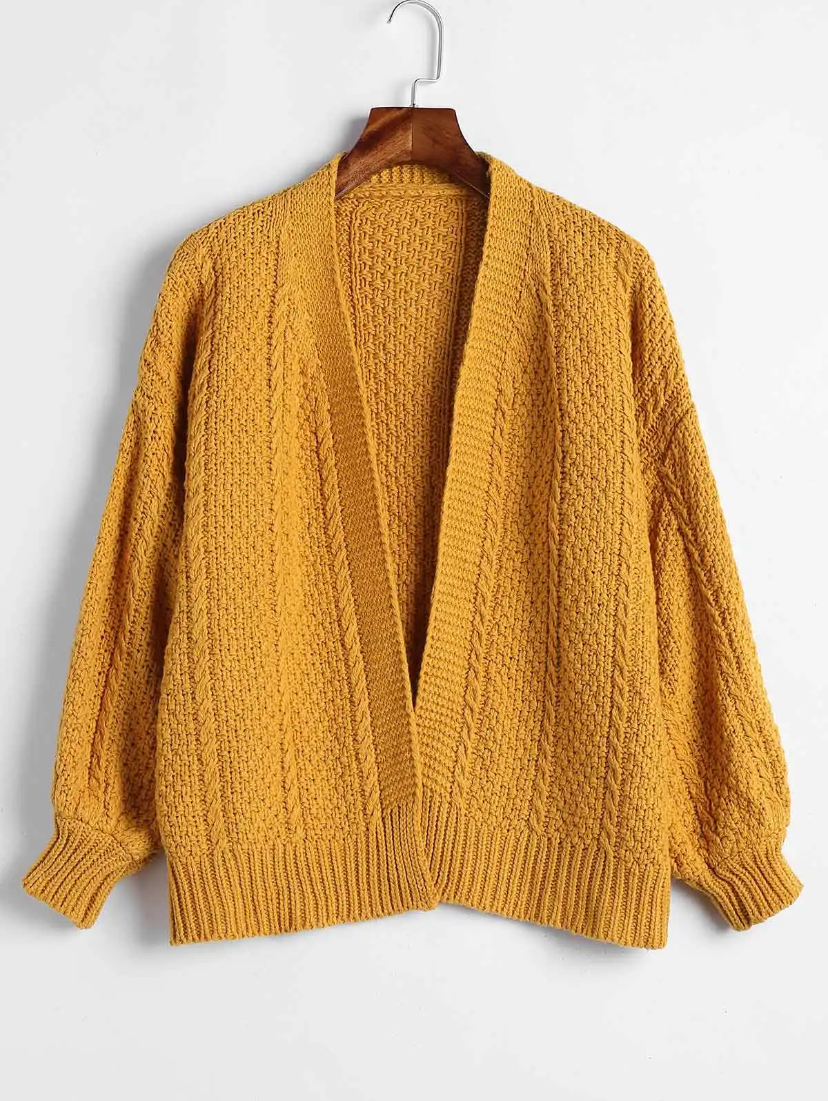 ZAFUL Lantern Sleeves Chunky Cardigan Autumn Sweater Cardigans Women Knitted Sweaters Jumpers Casual Loose Ladies Tops Outwear |