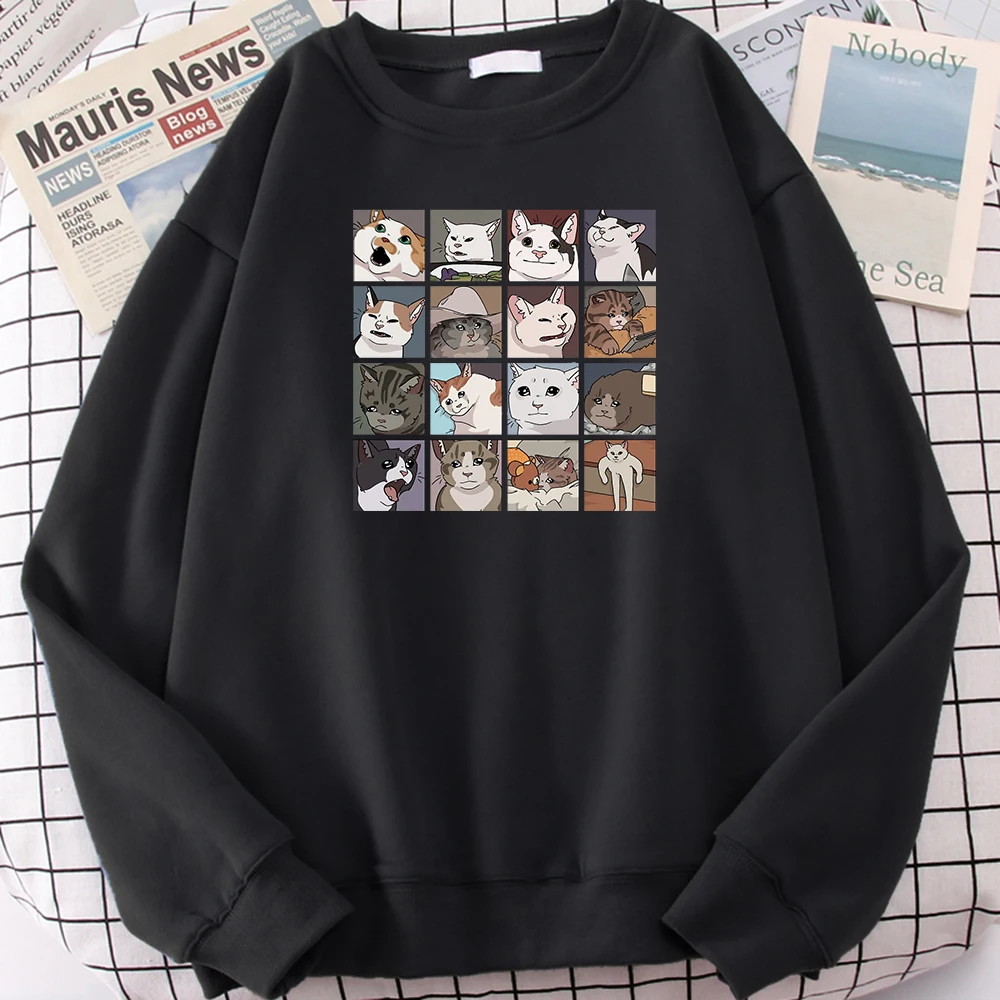 

Мужской свитер, милая одежда с мультяшным рисунком пазлов, мужская одежда оверсайз с круглым вырезом, теплая флисовая мужская Толстовка