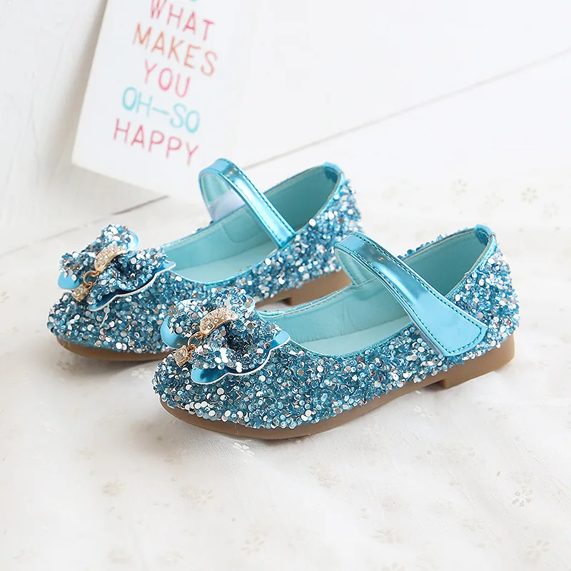 

Kids Shoes for Girl Sandals Fashion Bowtie Sequins New Baby Leather Shoes Children Girls Princess Shoes SMG156