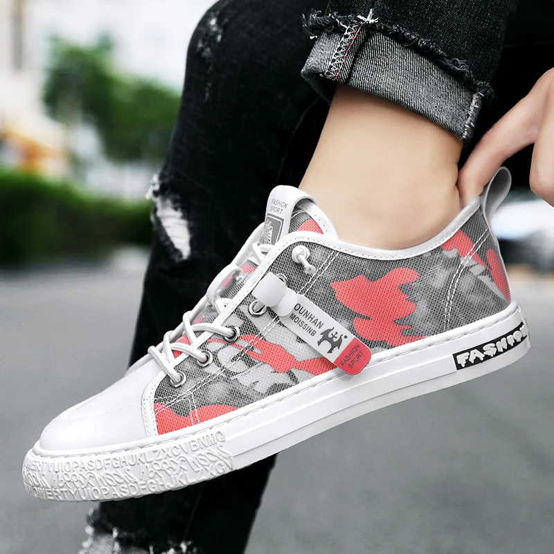 

Кроссовки мужские без шнуровки, повседневные дышащие спортивные сникерсы, модная камуфляжная обувь для отдыха, 2020