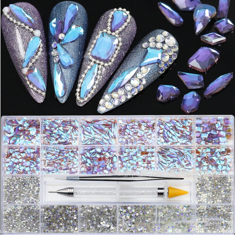 

Nails Art Rhinestones Glitter Irregular Bead 3D FlatBack Studs Gem Nail Dotting Pen Tool Manicure Kits Nail Art Jewelry