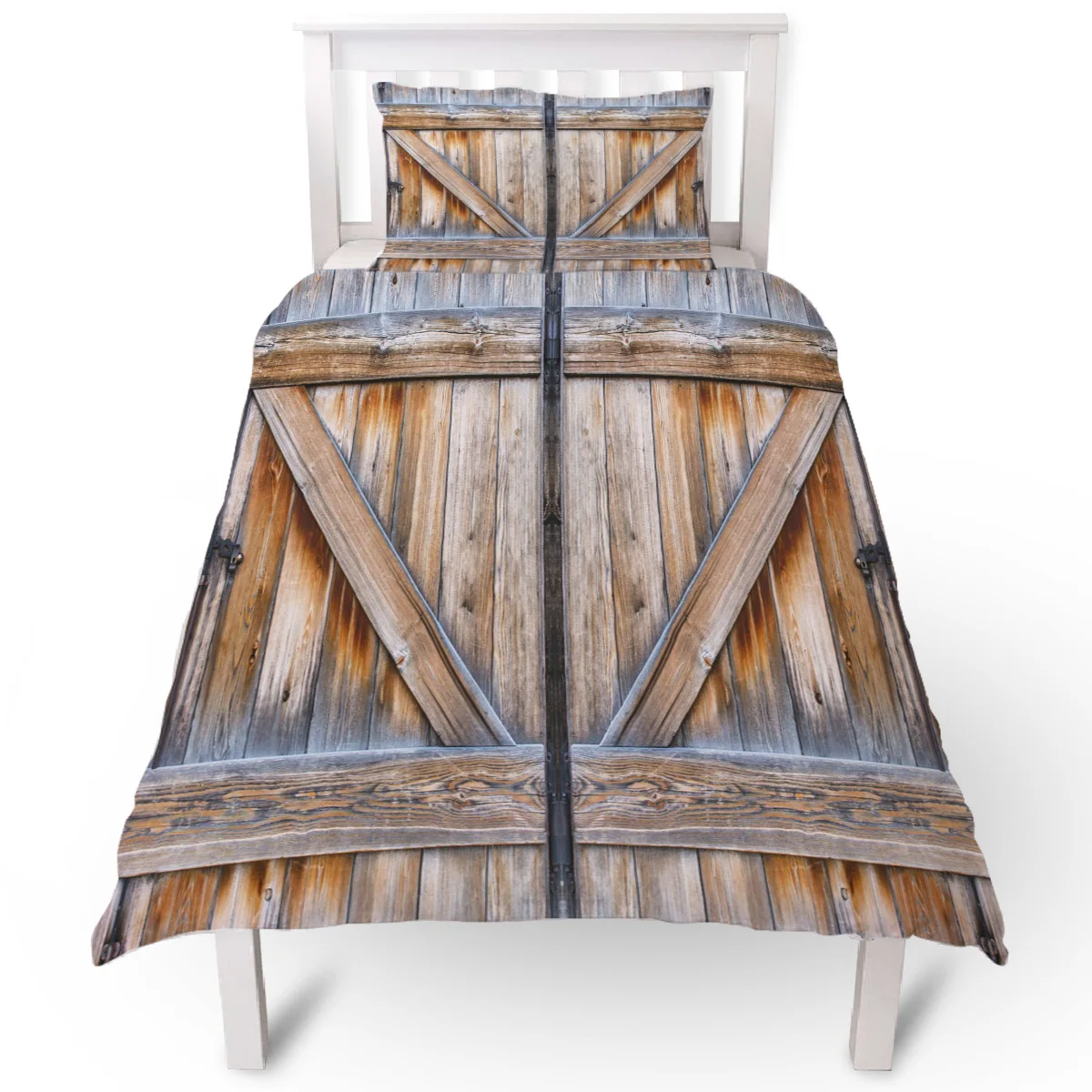 Наволочка и пододеяльник с изображением двери загородного сарая|Пододеяльник| |