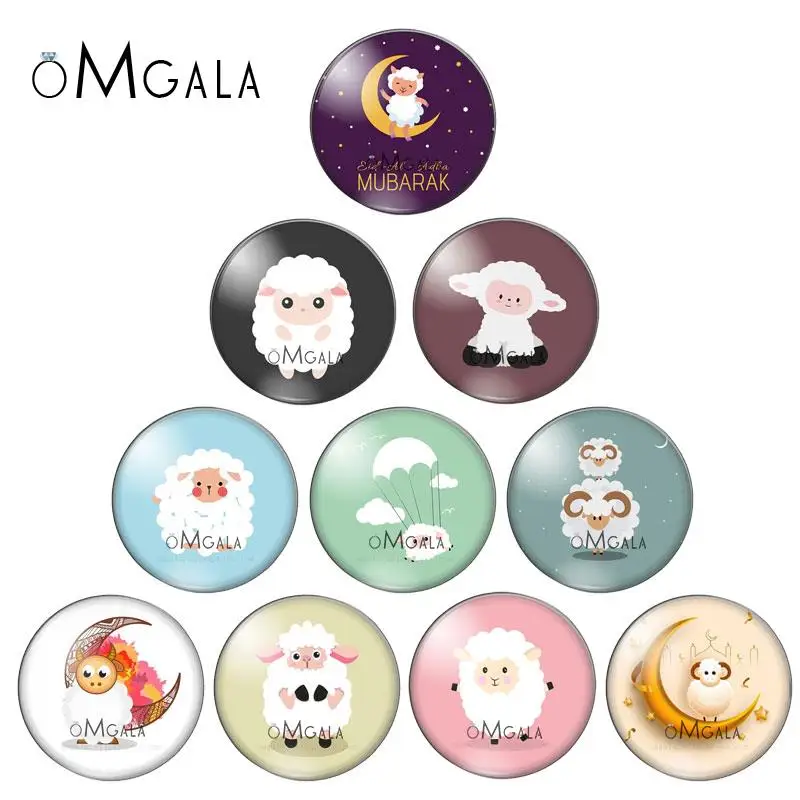 

Cartoon Cute Baby Sheep 10pcs 10mm/12mm/14mm/16mm/18mm/20mm/25mm Round photo glass cabochon demo flat back Making findings