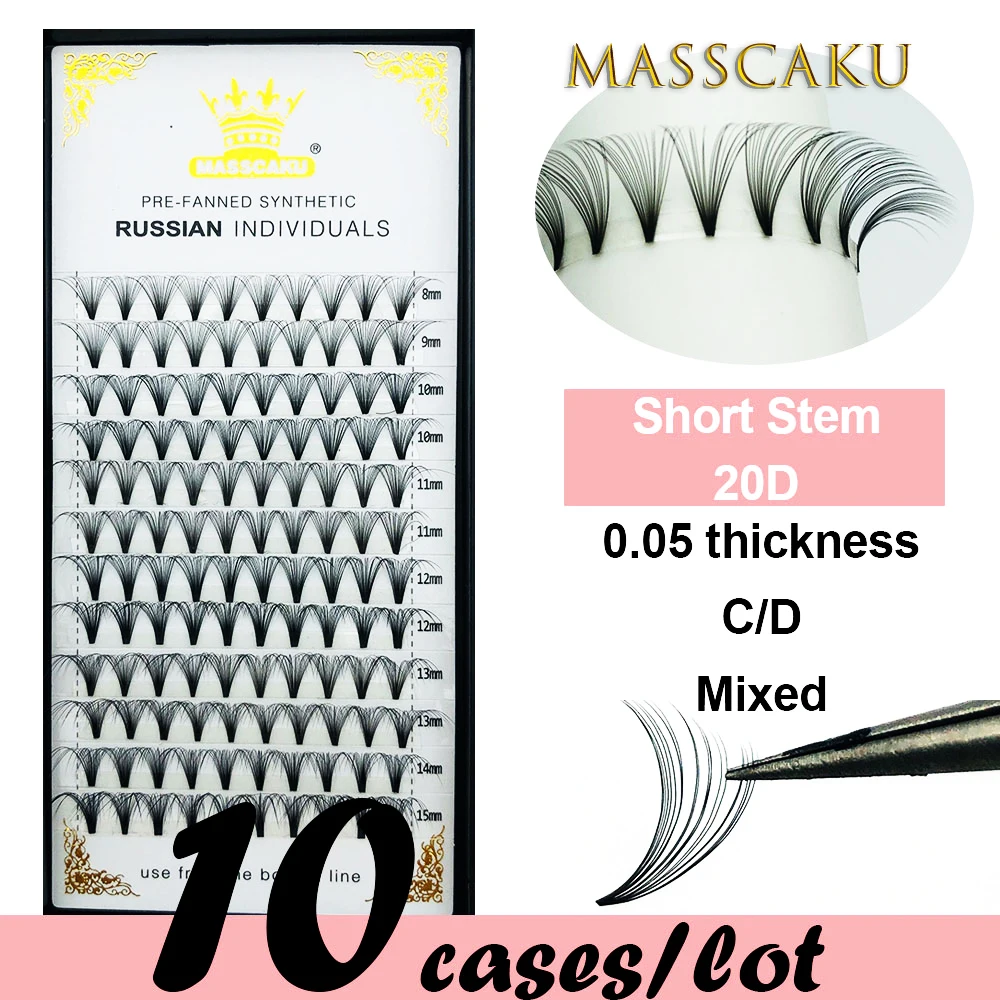 10 чехлов/партия накладные ресницы из искусственной норки 20D объем ресниц C D Curl