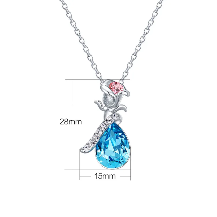 Ожерелье Warme Farben с кристаллами Swarovski для женщин, европейская Роза, Хрустальная подвеска, ожерелье, хорошее ювелирное изделие, колье
