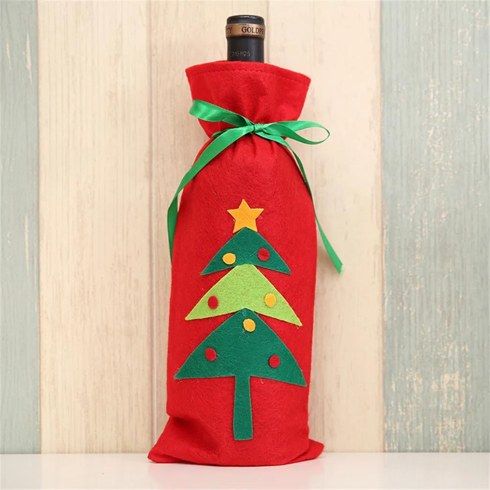 Christmas Red Wine Bottle Cover Bags Home Table Decoration storage bags Santa Claus Party gift navidad | Дом и сад