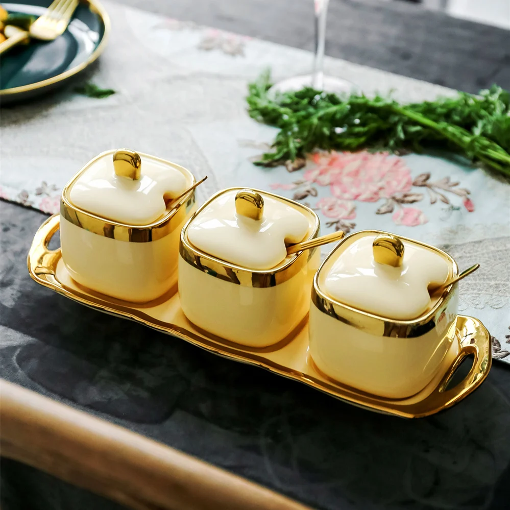 Баночки для хранения керамики сосуд приправ набор из трех предметов бутылка