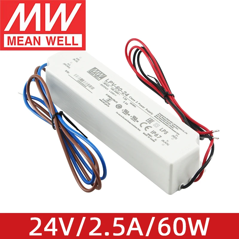 Бренд MEAN WELL представляет LPV-60-24 24V 2.5A 60 ВАТТ meanwell Высокое качество 60 Вт один Выход светодиодный импульсный источник Питание