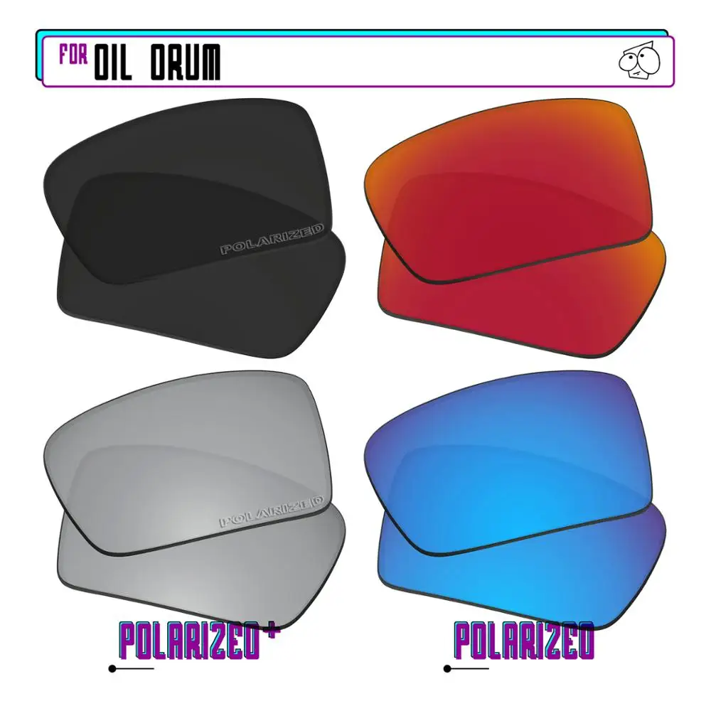 EZReplace Polarized Replacement Lenses for - Oakley Oil Drum Sunglasses - BkSrP Plus-RedBlueP