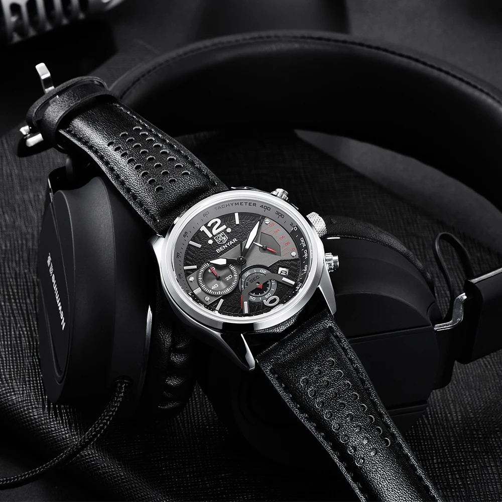 

2021 New Luxury Men Quartz Wristwatches Waterproof Sports Chronograph Watch Top Brand Leather Military Watch reloj hombre