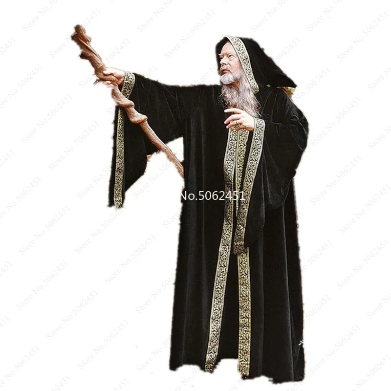 Средневековый Ренессанс Для мужчин женщин монах маг халат веревка капотом