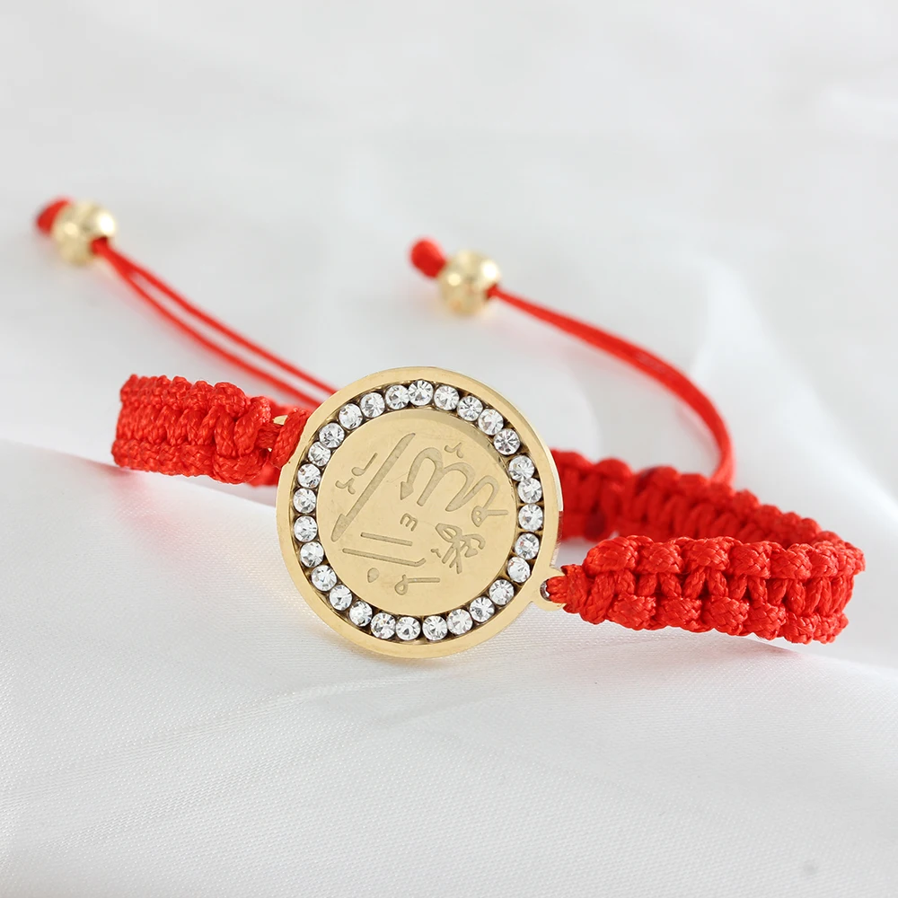 

Muslim 100% Non-fading Stainless Steel Scripture Hand-woven Women's Allah Bracelet Austrian Crystal Luxury Jewelry Wholesale