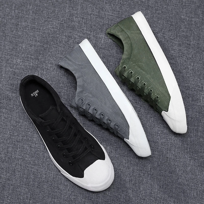 

Men's Low Cut Strap Canvas Shoes Casual Comfortable Four Seasons Good Clothes Pure Color New