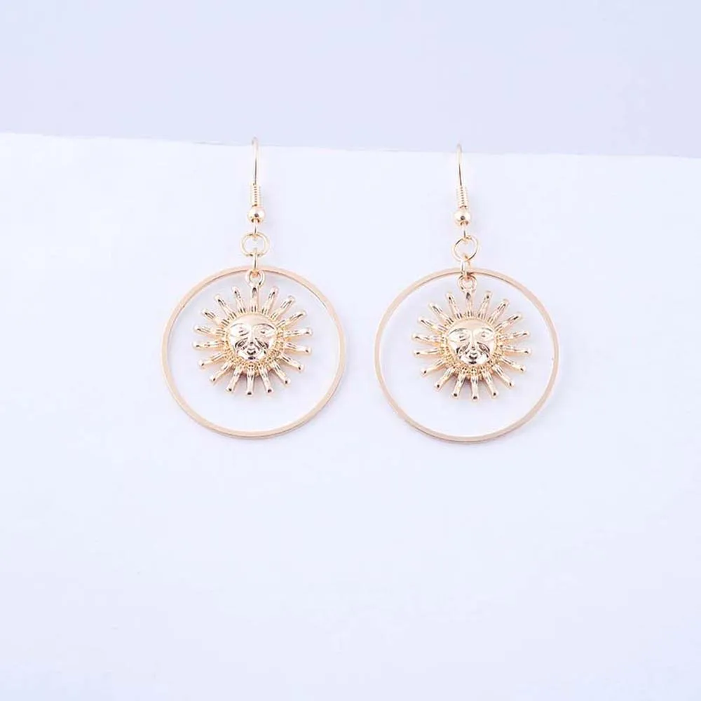 Серьги-капли ручной работы золотого солнца Apollo Helios для женщин женские