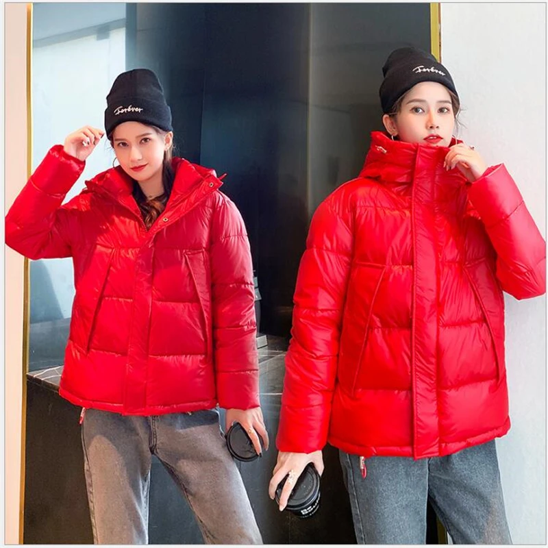 

2020 Winter Women Jacket short Hooded Cotton Padded Female Coat Warm Outwear Womens Parka Manteau Femme Hiver R805