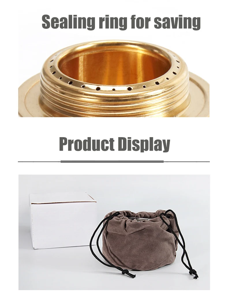 

Heavy Duty Brass Alcoho Stove Burner with Aluminum Alloy Stand Lid for Outdoor Camping Hiking Backpacking Cooking Portable