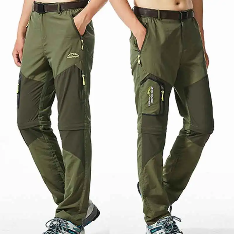

Men Quick Dry Pants Outdoor Thin Summer Trousers Detachable Shorts Fishing Hiking Leisure Pants L-5XL Plus Size Sports Pantalon