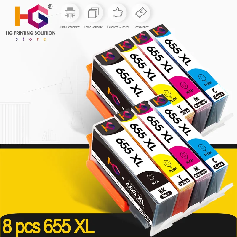 Картридж с черными чернилами совместимый HP 655xl для hp 655 xl чипом принтера Deskjet 6520 6525