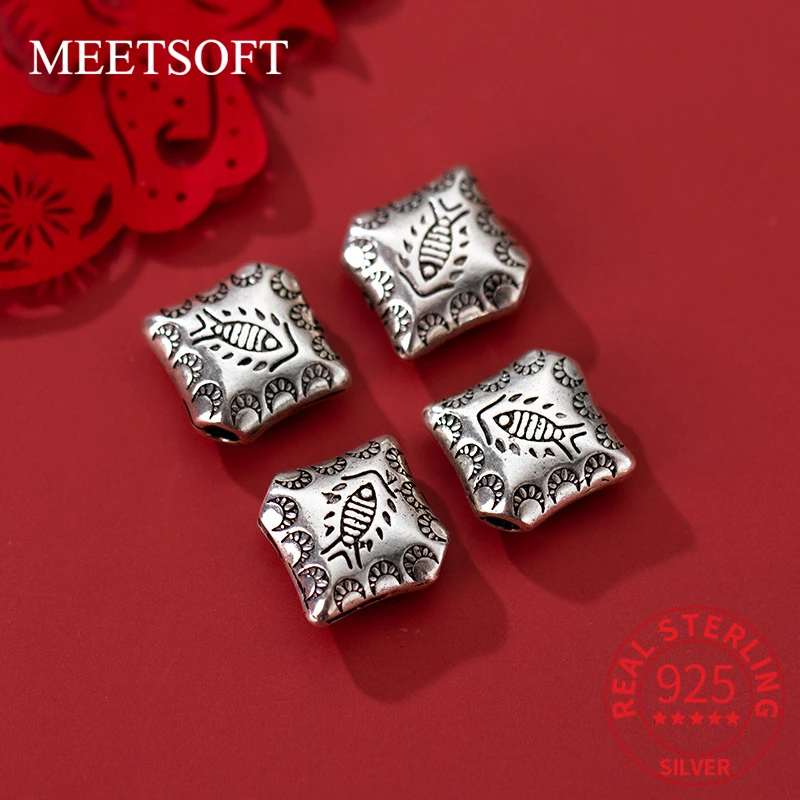 MEETSOFT винтажные подвески из стерлингового серебра S925 пробы с геометрическим