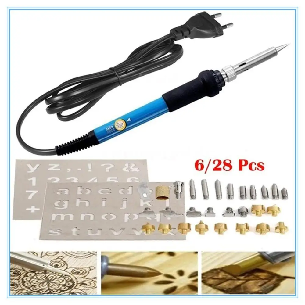 

60W Electric Adjustable Temperature Welding Soldering Iron Kit Carving Pyrography Tool Wood Embossing Burning Soldering Pen Set