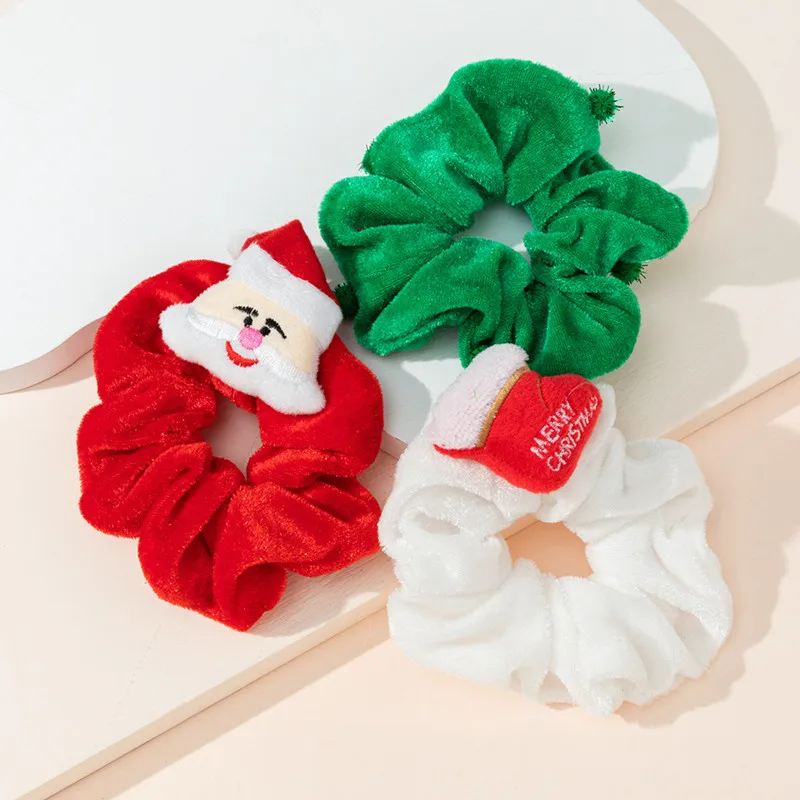 

Cute Cartoon Christmas Hair Ties Santa Claus Deer Tree Scrunchies Elastic Bands Ponytail Holder Hair Accessories Girl Gift