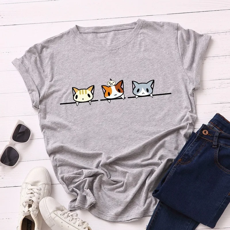 Женская летняя хлопковая футболка с коротким рукавом размера плюс 5XL