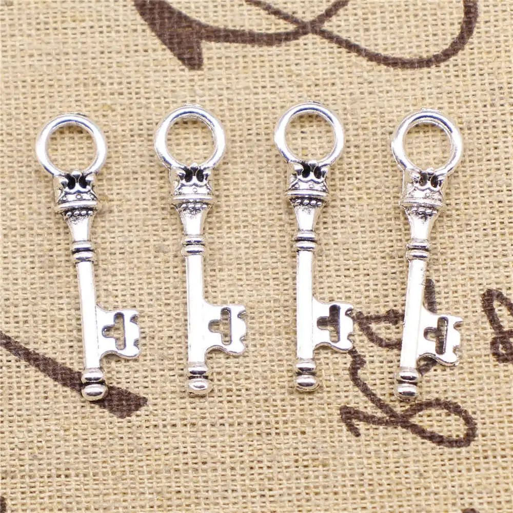 

Подвески для телефона 34x8 мм, подвески для ключей, античный Серебристый цвет, 10 шт.