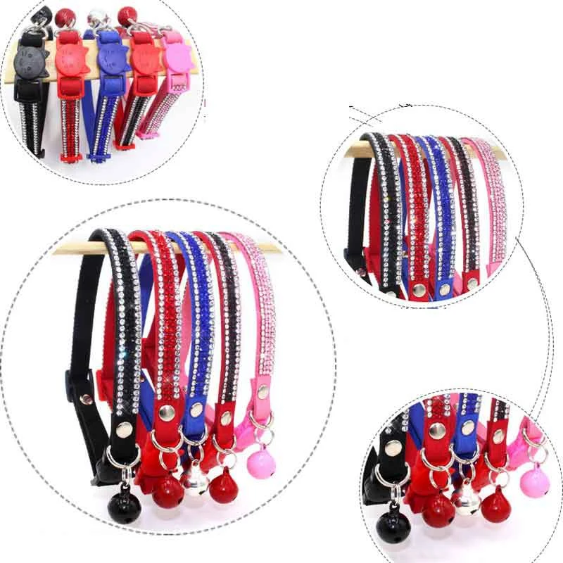 Ожерелье для кошек стразы ошейники кожаный ошейник котенка товары ожерелье