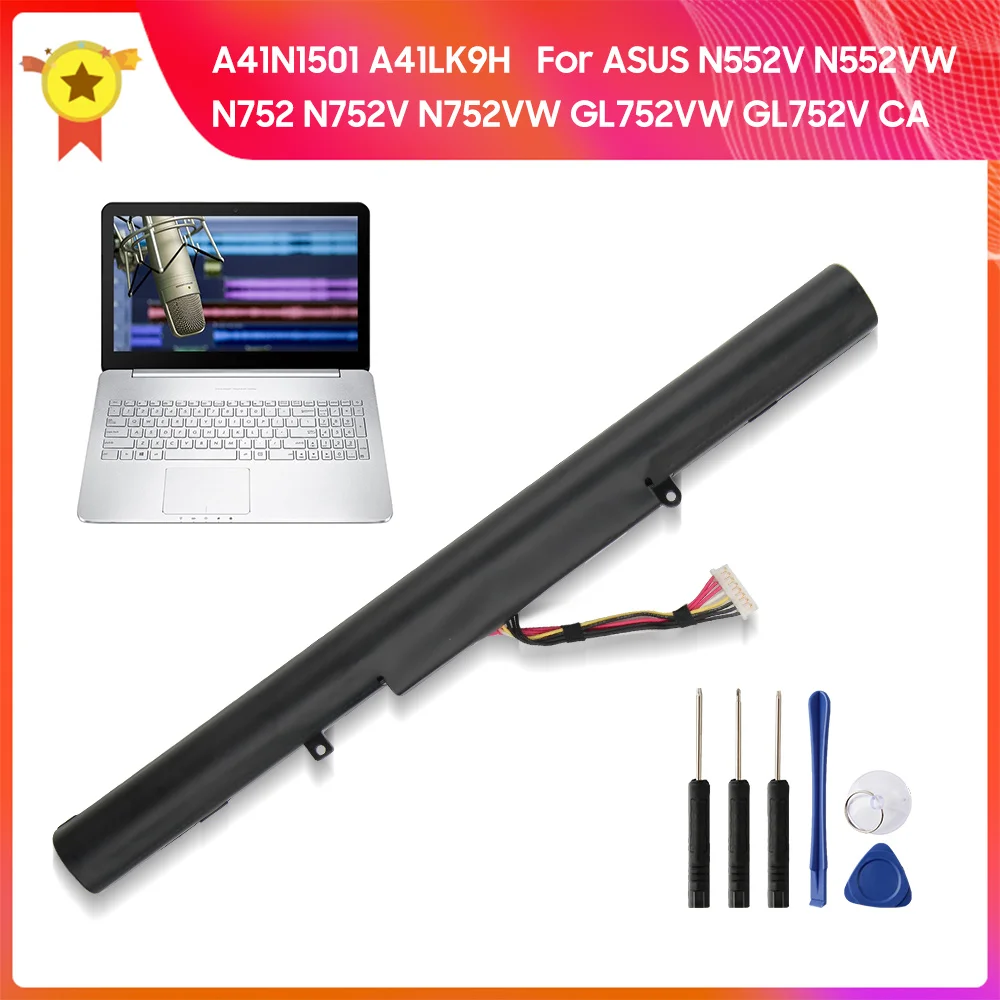 

Original Laptop Battery A41N1501 A41LK9H for ASUS N552VW N552V N752 GL752VW N752V GL752VW N752VW CA 3100mAh Replacement Battery