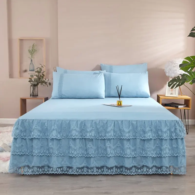 Bed Linens Home Solid Color Lace Skirt for 150 Cover King Queen Double Size Bedspread Pillowcase Need Order NEW SALE | Дом и сад