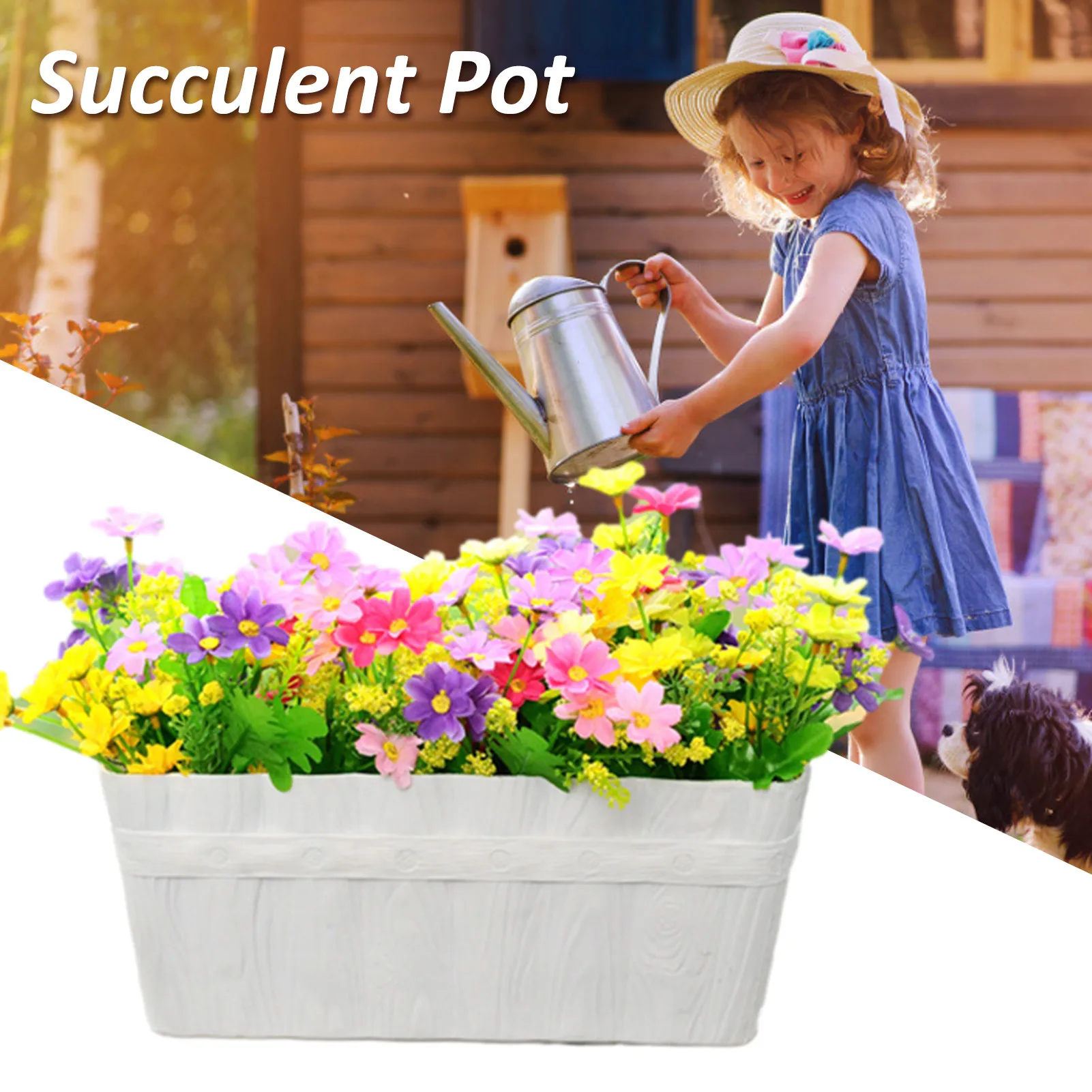 

Plastic Flower Box Rectangular Table Window Planters Vegetable Growing Container Garden Plant Succulent Pot Home Room Decoration