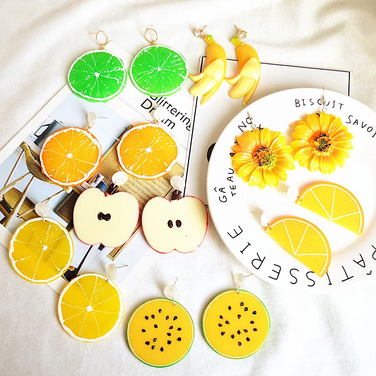 Япония и Южная Корея преувеличенный Симпатичные серьги с фруктами возможностью