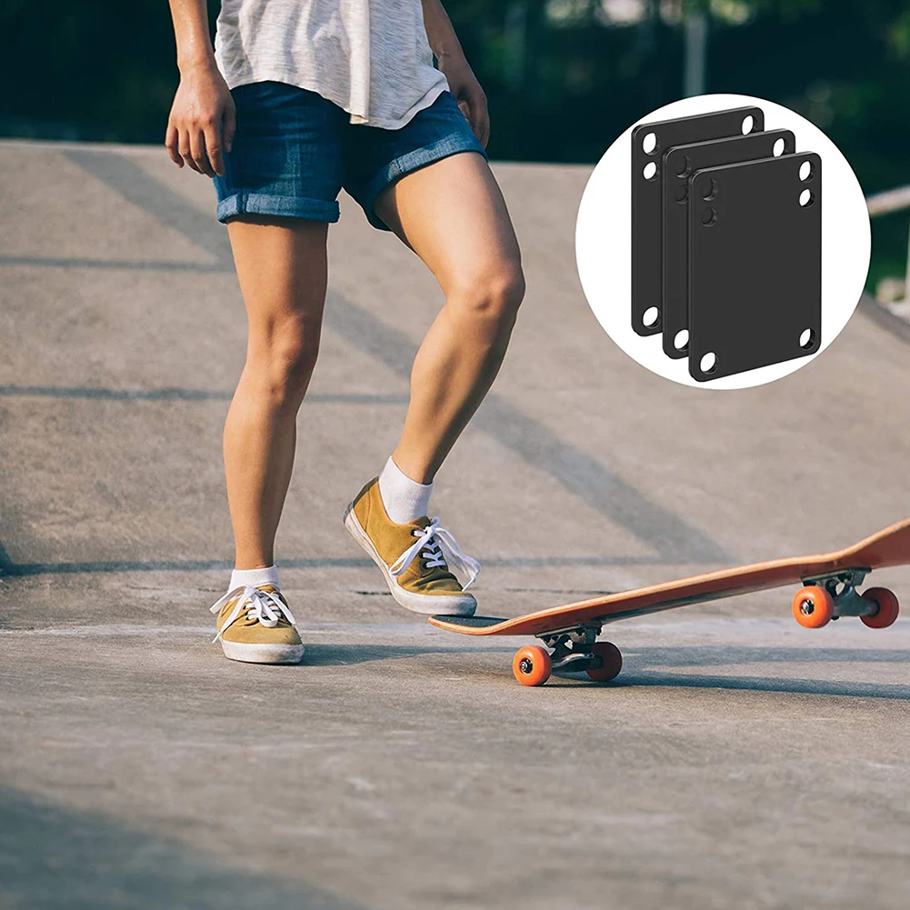 

10PCS Skateboard Riser Shock Pads Rubber Soft 3MM Longboard Rise Pads For Longboards Scooters Cruisers Black Height Requirements