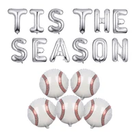 tis the season baseball banner mylar foil balloon double sided sport softball yard outdoor decor party accessories