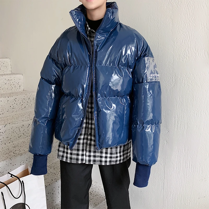 blue Зимняя Мужская короткая хлопковая стеганая одежда, мужская верхняя одежда, одежда для влюбленных, водонепроницаемые парки, повседневные теплые зимние куртки - Цвет: blue
