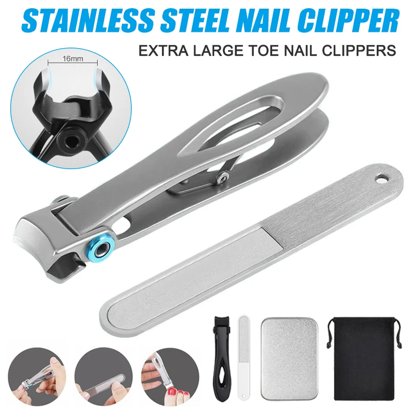 

Ergonomic Toe Nail Clippers for Thick Nails Heavy Duty Trimming for Men Seniors Adults Nail Files Clipper Set With Metal Box