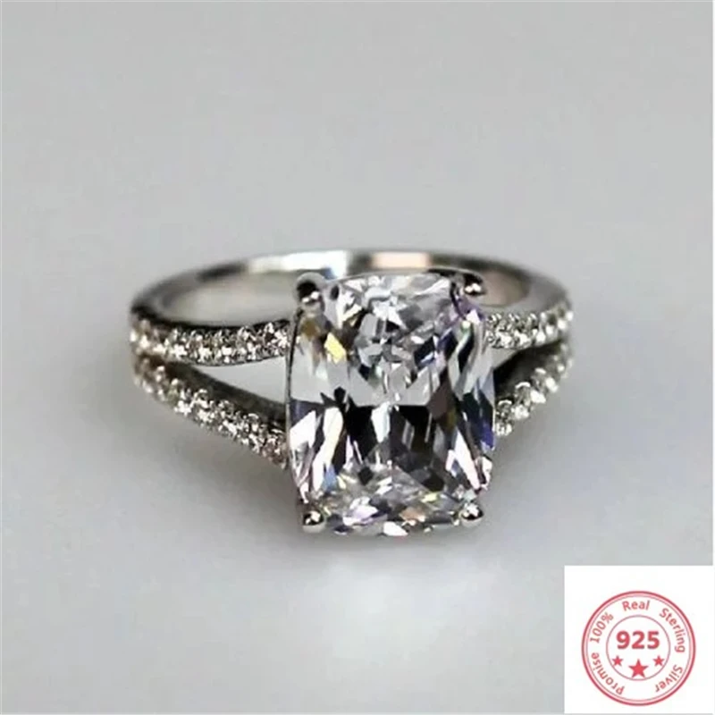 Настоящее серебро 925 пробы бриллиантовое кольцо для женщин Мода Bizuteria Твердое