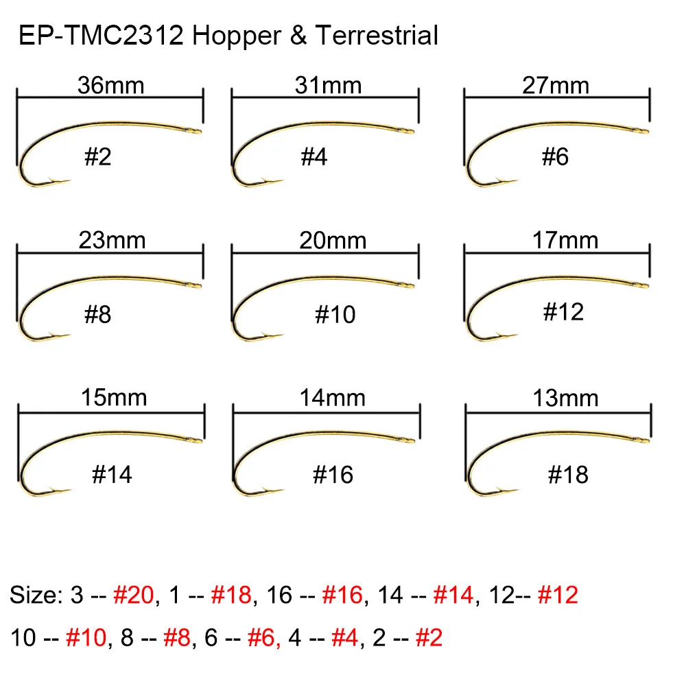 EP-TMC-2312 Eupheng 100 шт. креветки Caddis Pupa Хоппер наземные рыболовные крючки сухая Нимфа мокрая муха рыболовные крючки - Цвет: EP-TMC-2312