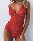 Женское кружевное Боди без рукавов, сексуальный Летний комбинезон для фитнеса с открытой спиной, комбинезон, слитный Пижамный комбинезон
