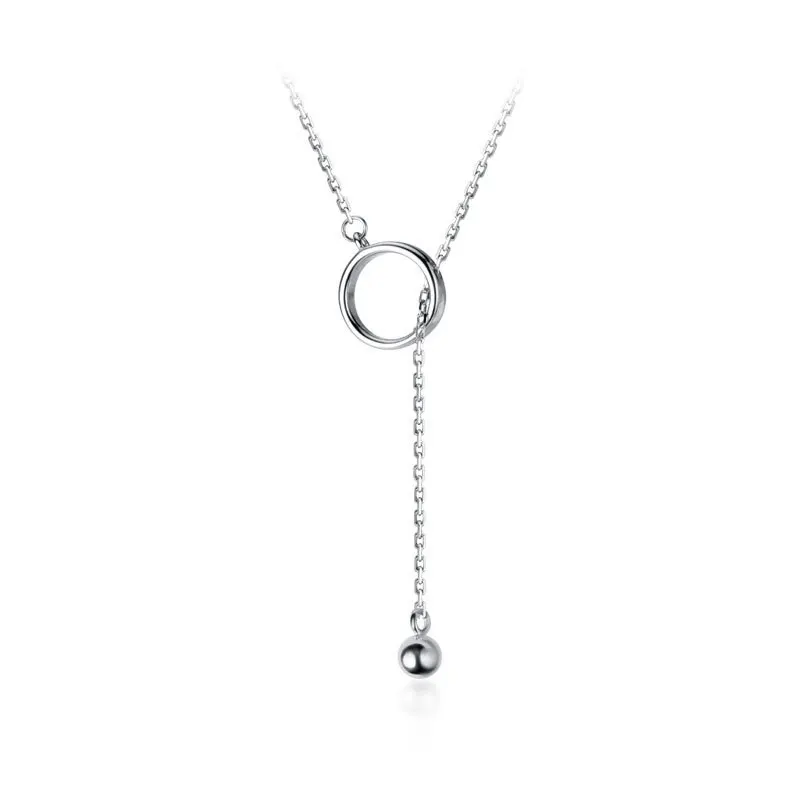 

Fashion Jewelry Circle Pendant Necklace Simply Deign Silvery Plating Chain Necklace Hot Selling For Girl Lady Gifts