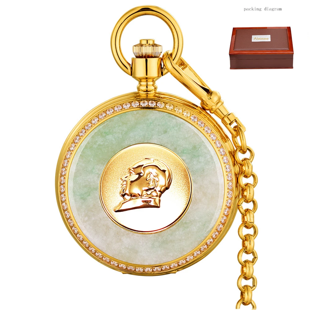 NEW Brand classic Women pocket Watch natural Jade mechanical Men Clock Fashion popular high quality Top Female | Наручные часы
