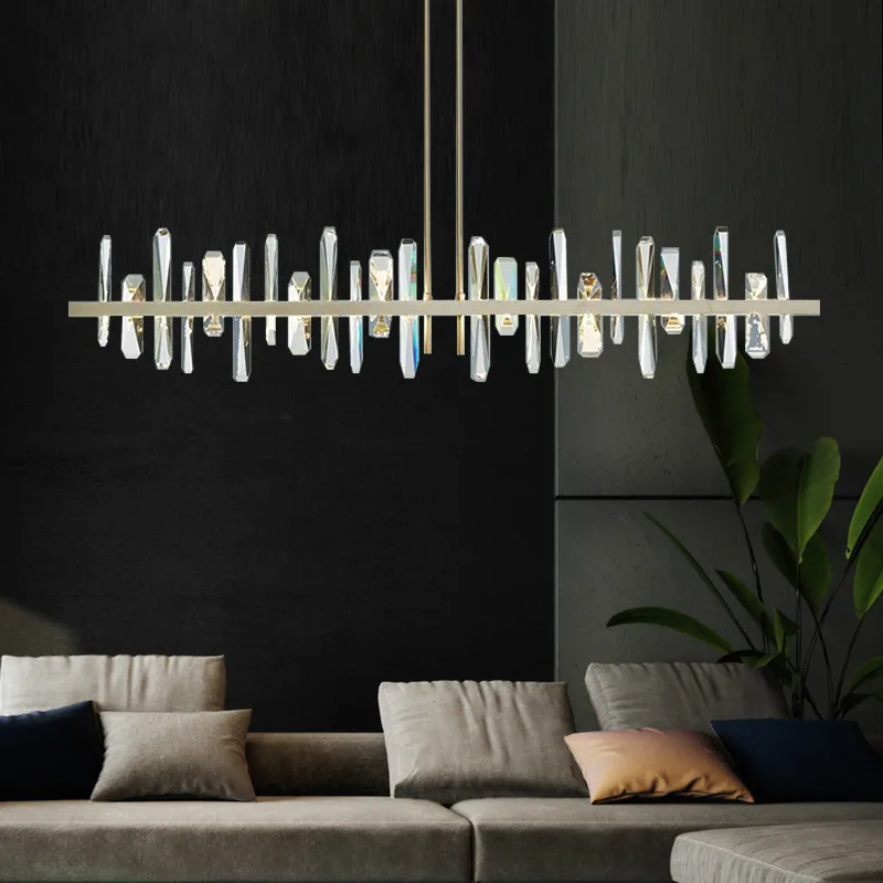 

Light luxury post modern crystal restaurant led chandelier simple luxury villa decoration Nordic modern bar chandelier lighting