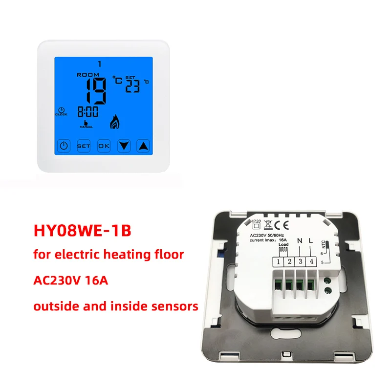 Electric White HY08 3A 16A MINCO Терморегулятор с ЖК-сенсорным экраном термостат для электрического отопления напольная система комнатный регулятор температуры - Цвет: Electric White